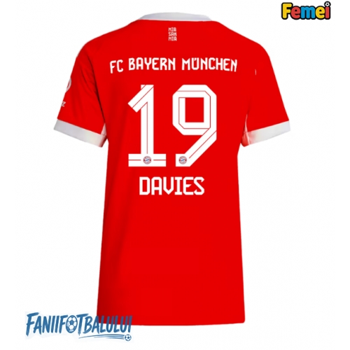 Bayern Munich Alphonso Davies #19 Tricou Fotbal Replică 2025-26 Femei Acasa Bayern Munich Alphonso Davies #19 Tricou Fotbal Replică 2025-26 Femei Acasa